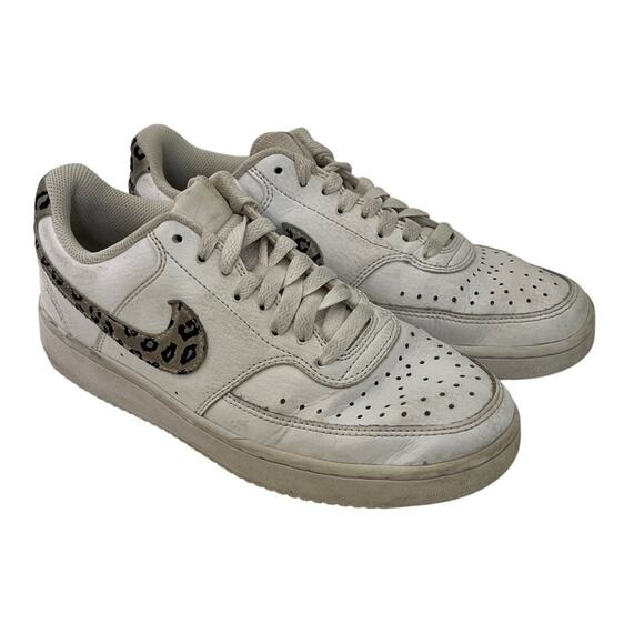 Nike Court Vision Low Leopard Swoosh -White DD9665-100 Women’s Size 7.5 Sneakers - Picture 2 of 10